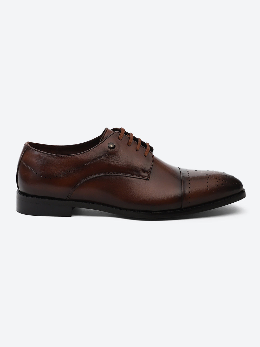 Men Tan Lace Up Genuine Leather Formal Shoes