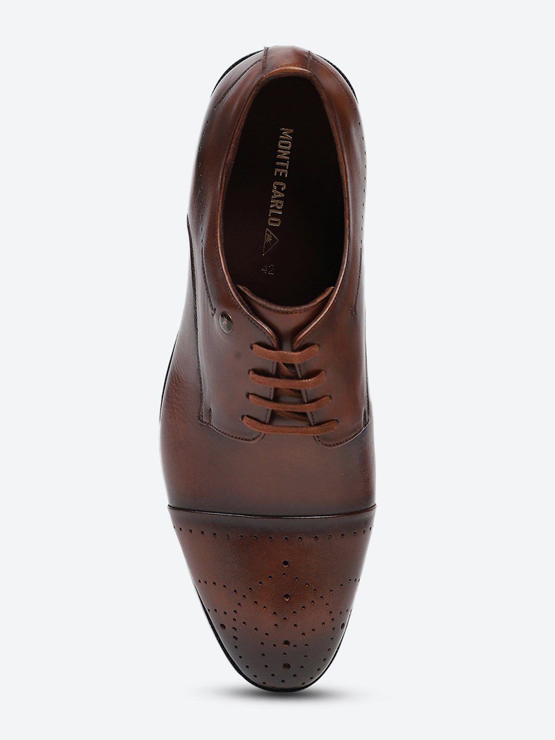 Men Tan Lace Up Genuine Leather Formal Shoes