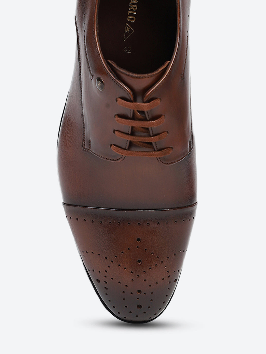 Men Tan Lace Up Genuine Leather Formal Shoes