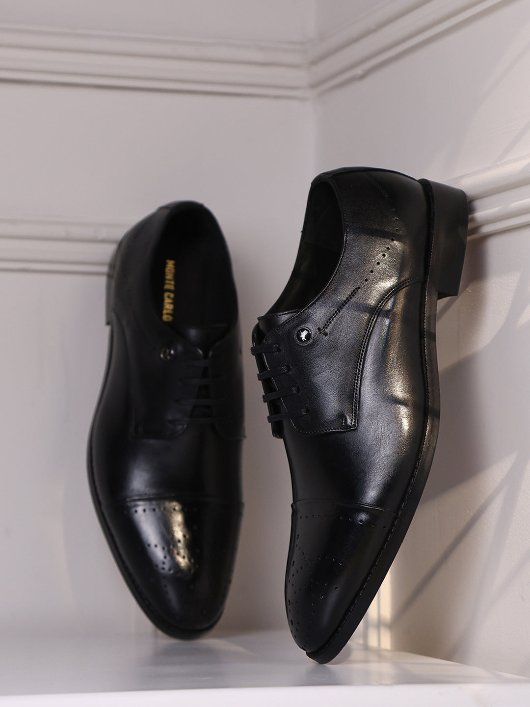 Men Black Lace Up Genuine Leather Formal Shoes