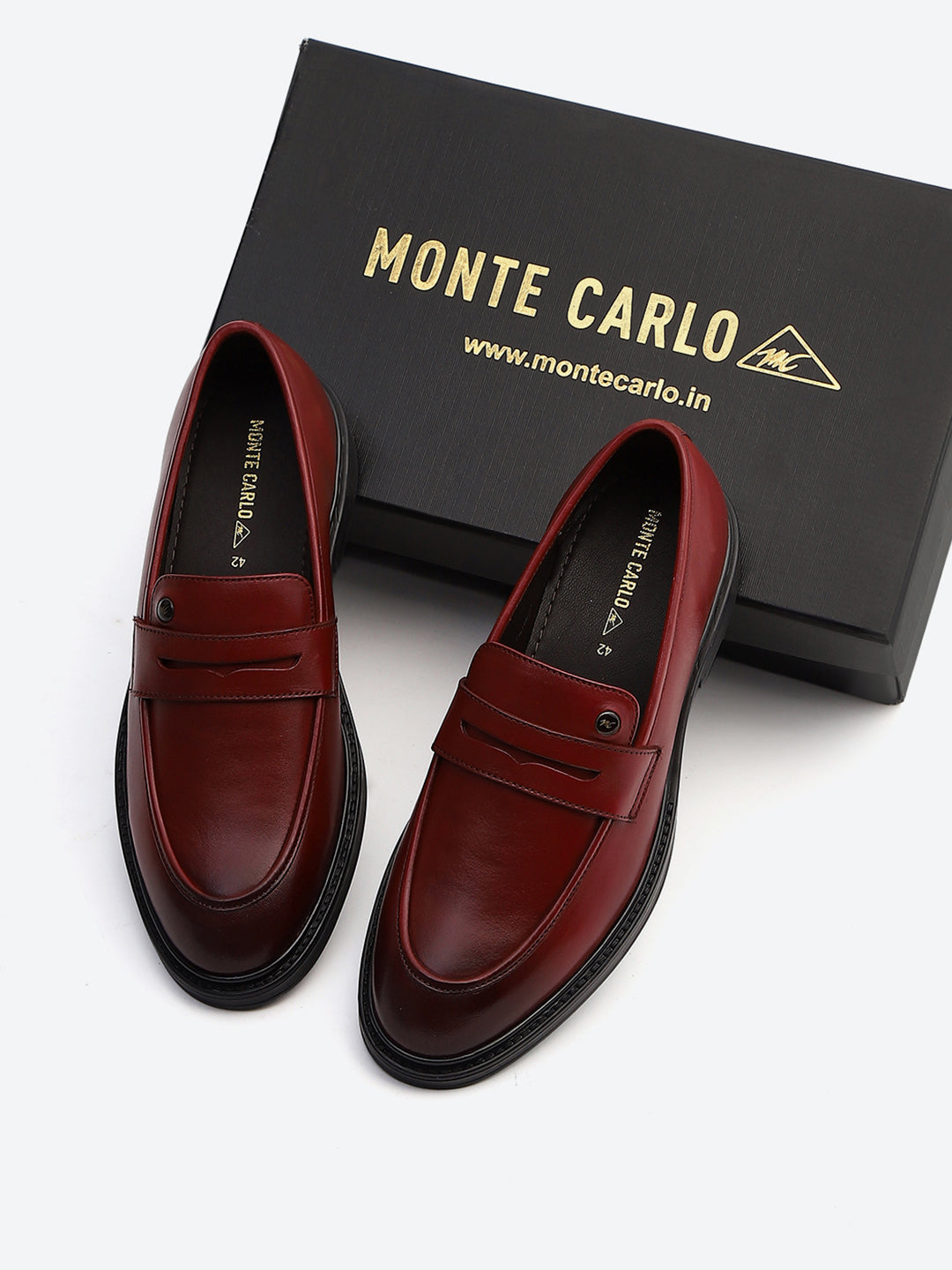 Monte Carlo Cherry Slip-On I Formal I Party Wear Leather Penny Loafers for Men