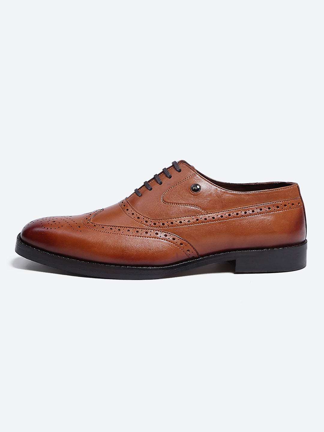 Men Tan Lace Up Leather Formal Brogues