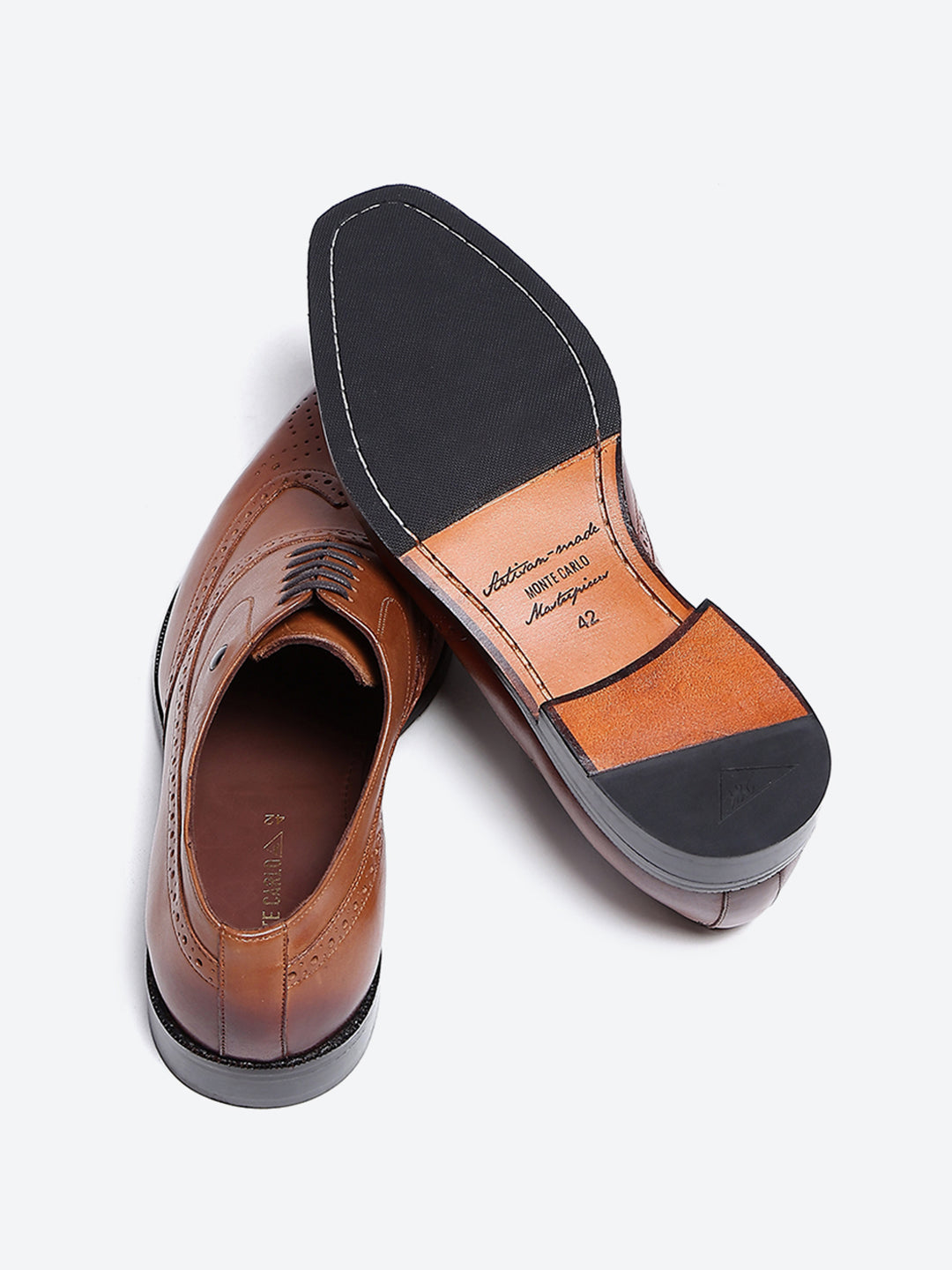 Men Tan Lace Up Leather Formal Brogues