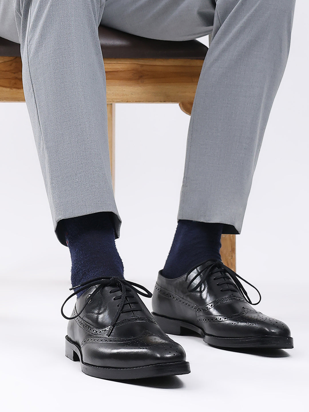 Men Black Lace Up Leather Loafers