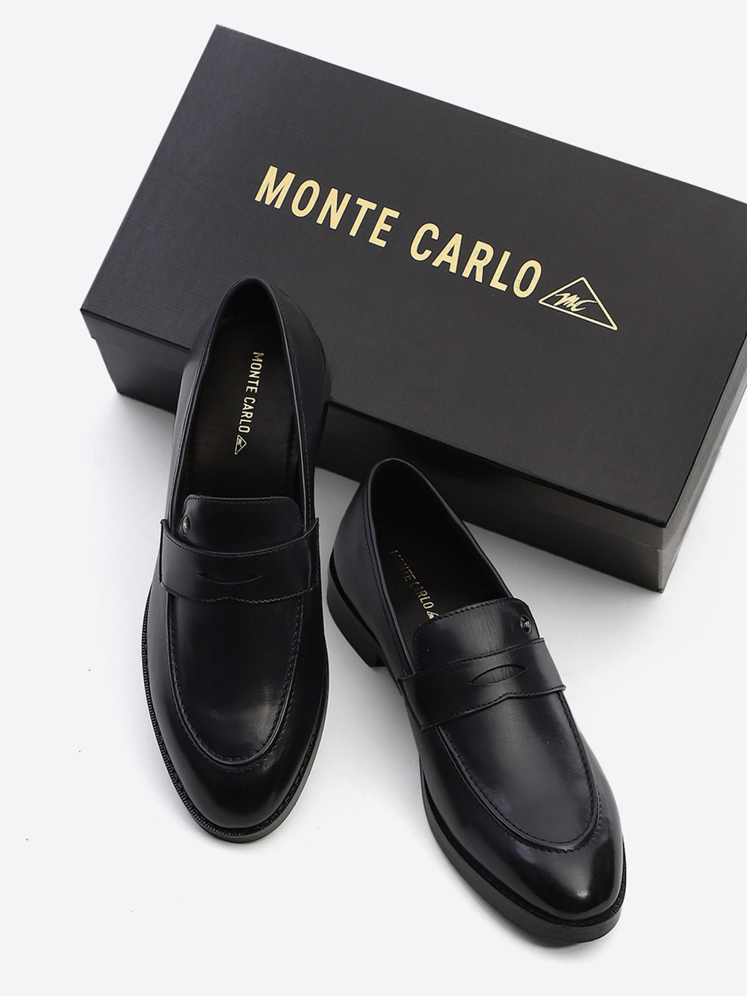 Men Dark Blue Slip on Leather Loafers