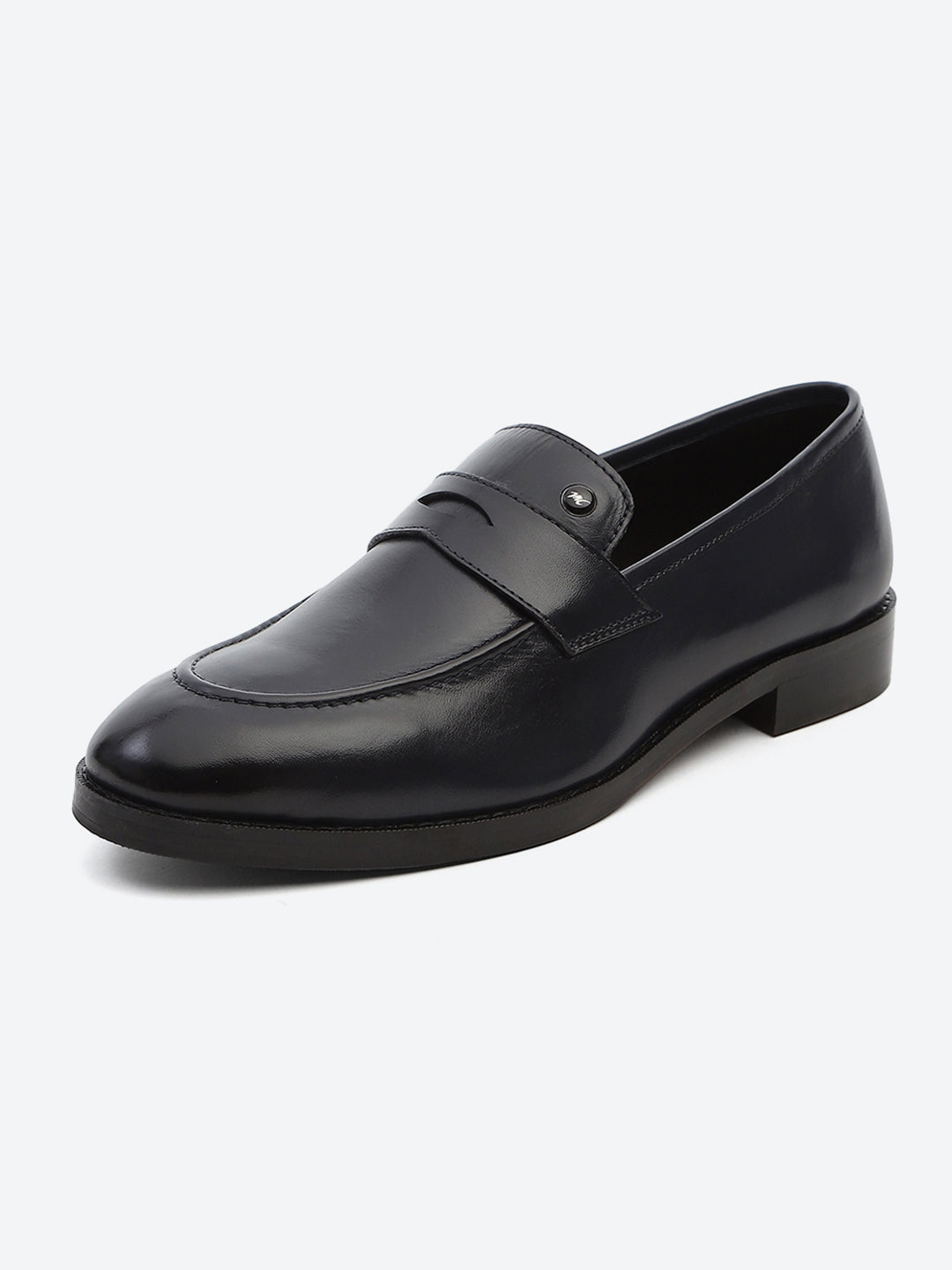 Men Dark Blue Slip on Leather Loafers