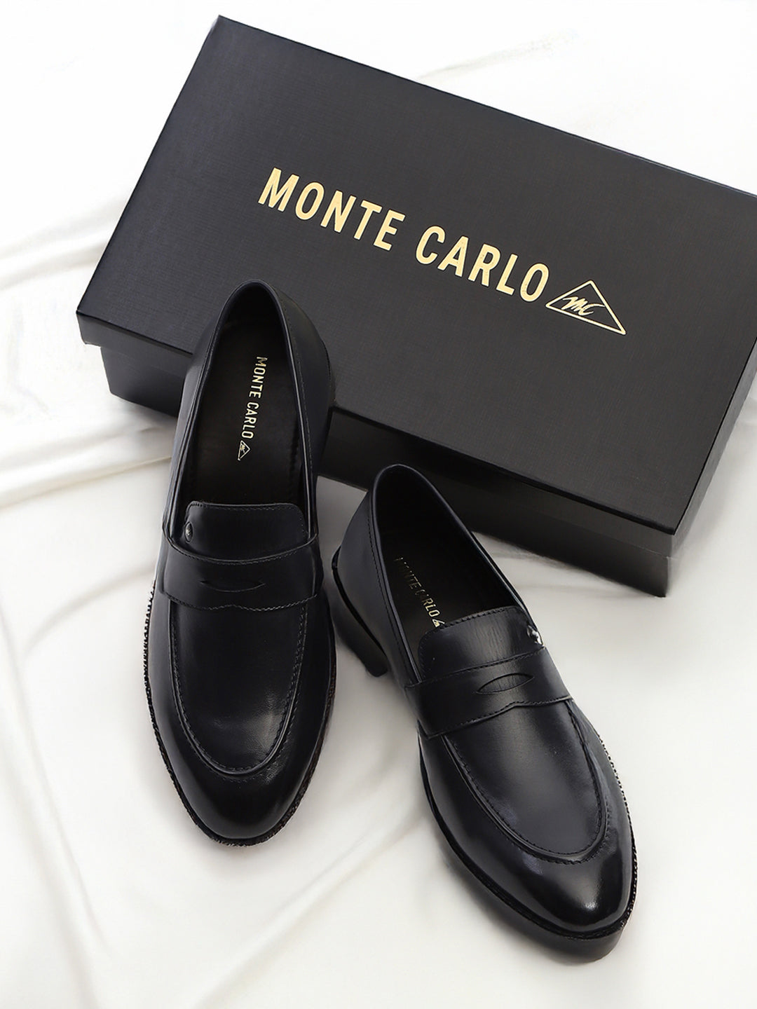 Men Dark Blue Slip on Leather Loafers