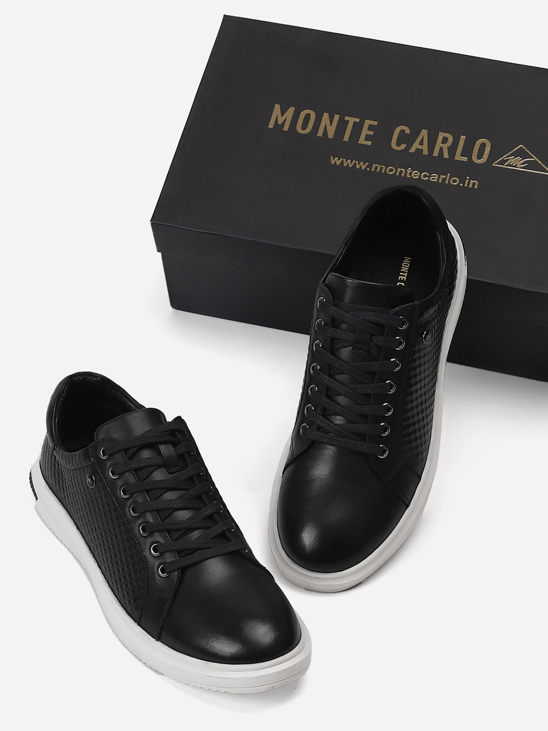 Mens Navy Blue Solid Lace Up Genuine Leather Casual Sneaker