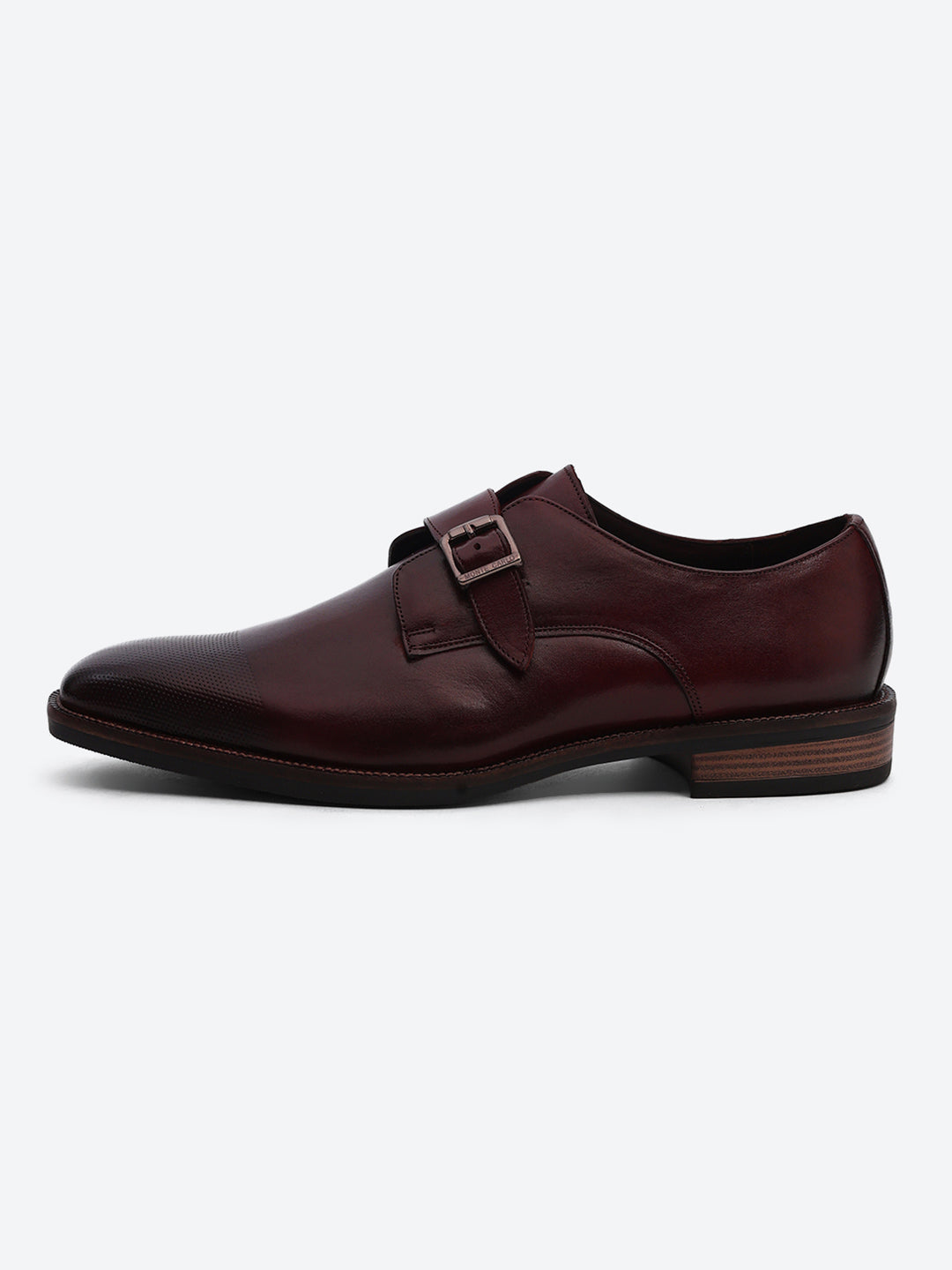Men Cherry Elastic Leather Formal Monks