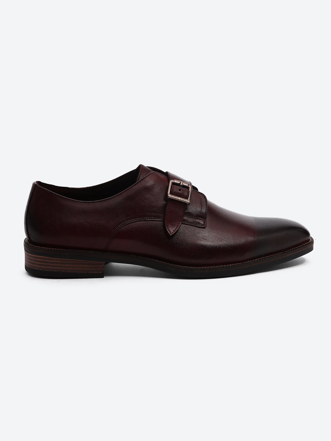 Men Cherry Elastic Leather Formal Monks