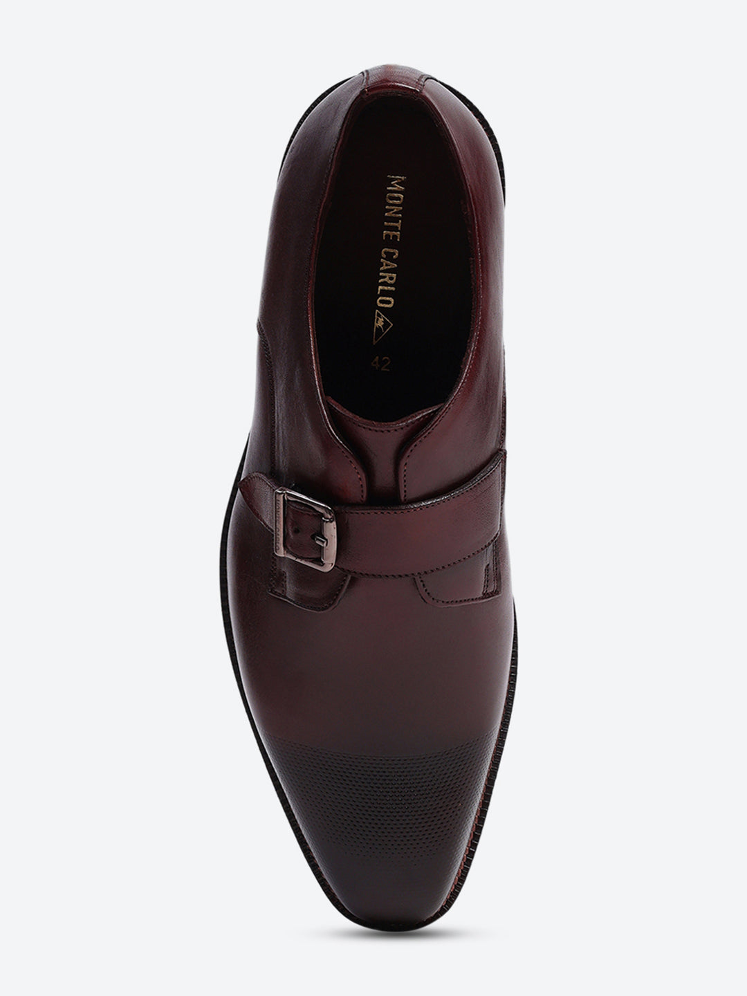 Men Cherry Elastic Leather Formal Monks