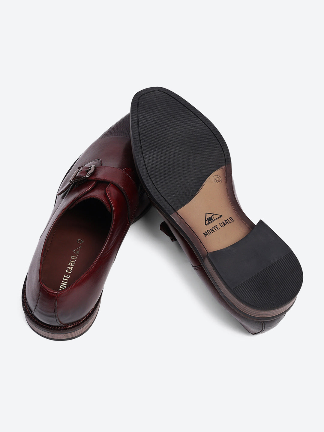 Men Cherry Elastic Leather Formal Monks