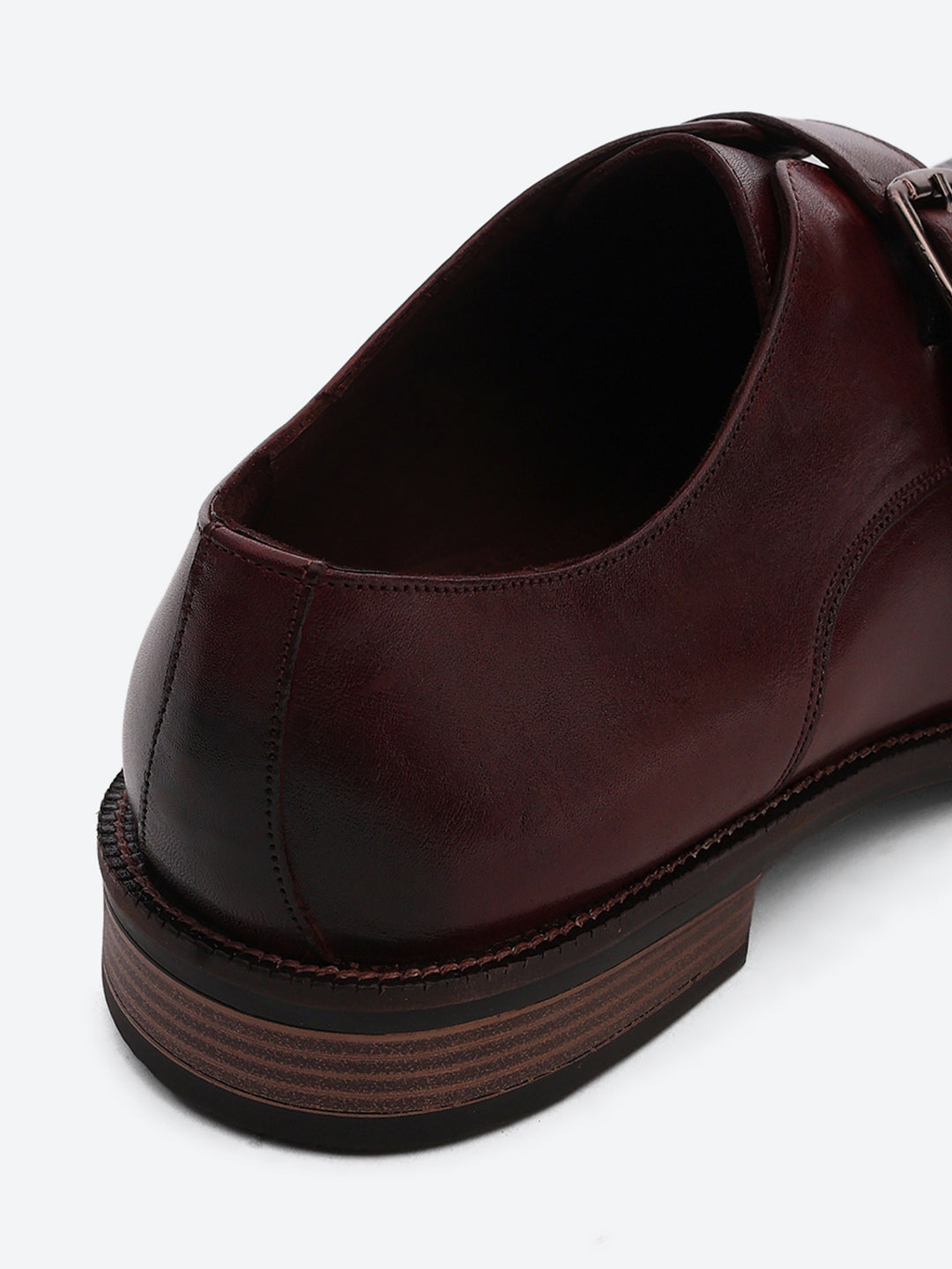 Men Cherry Elastic Leather Formal Monks