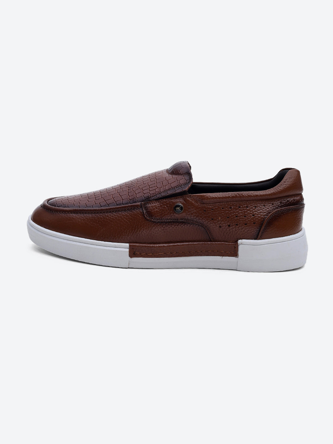 Monte Carlo Tan Croc Print Leather Casual Slip on Shoes for Men