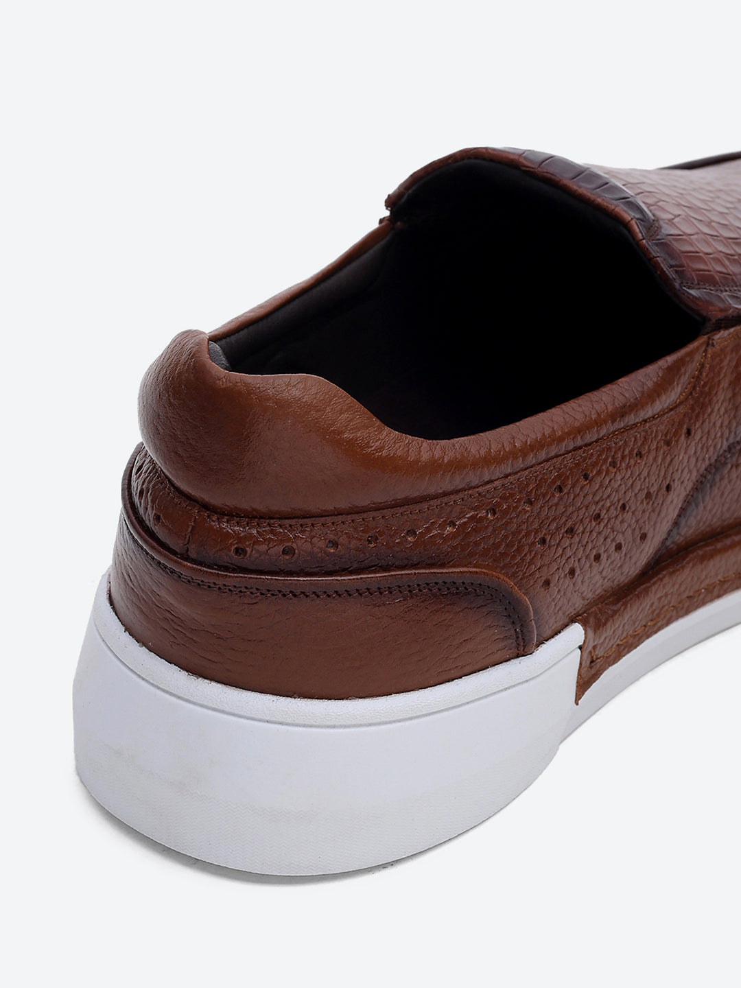 Monte Carlo Tan Croc Print Leather Casual Slip on Shoes for Men