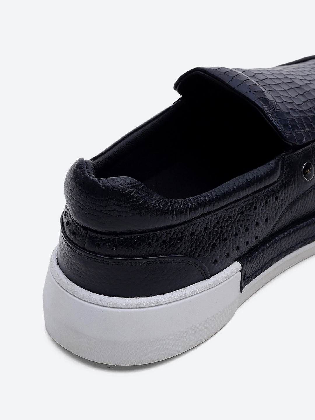 Monte Carlo Navy Blue Croc Print Leather Casual Slip on Shoes for Men