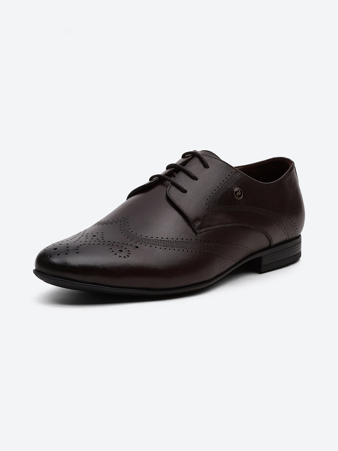 Men Brown Lace Up Leather Formal Derby
