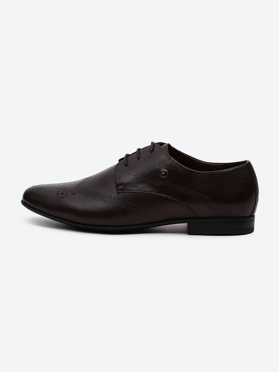 Men Brown Lace Up Leather Formal Derby