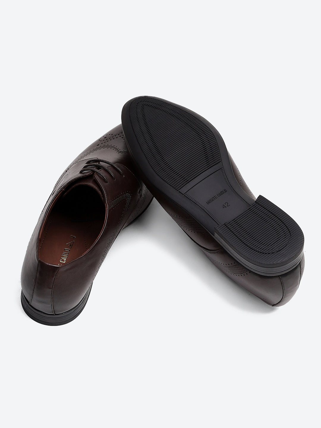 Men Brown Lace Up Leather Formal Derby