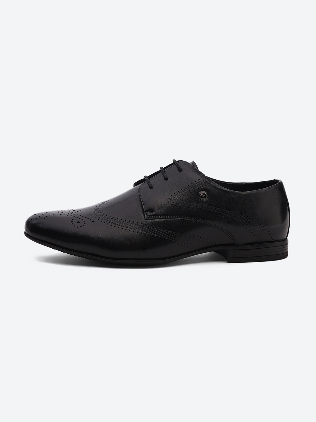Men Black Lace Up Leather Formal Derby