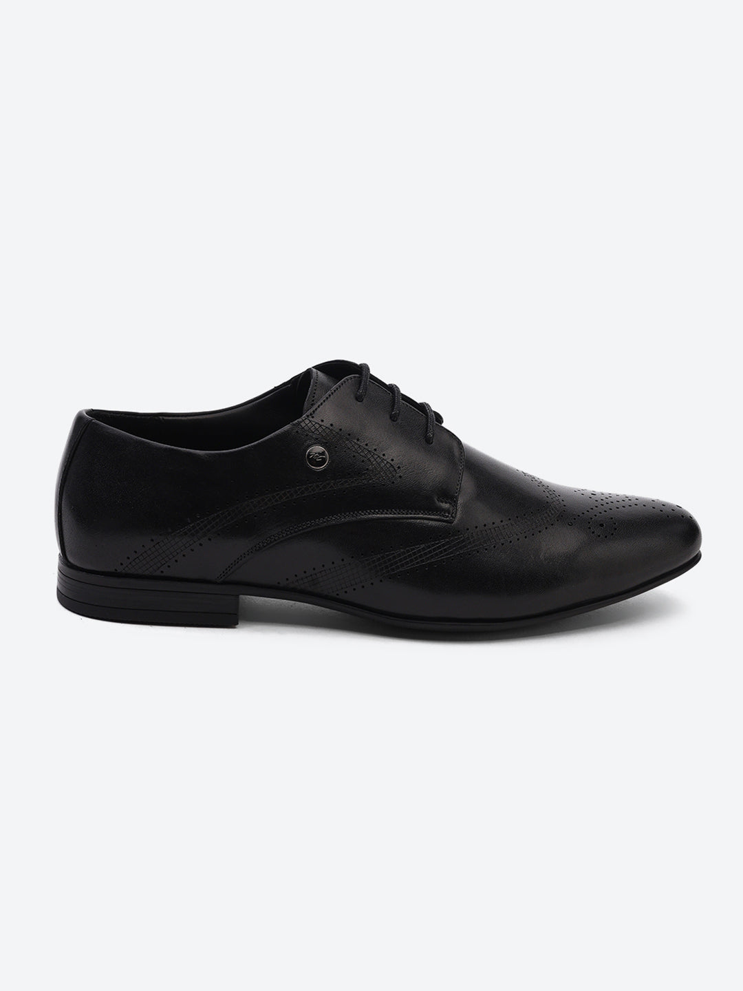 Men Black Lace Up Leather Formal Derby