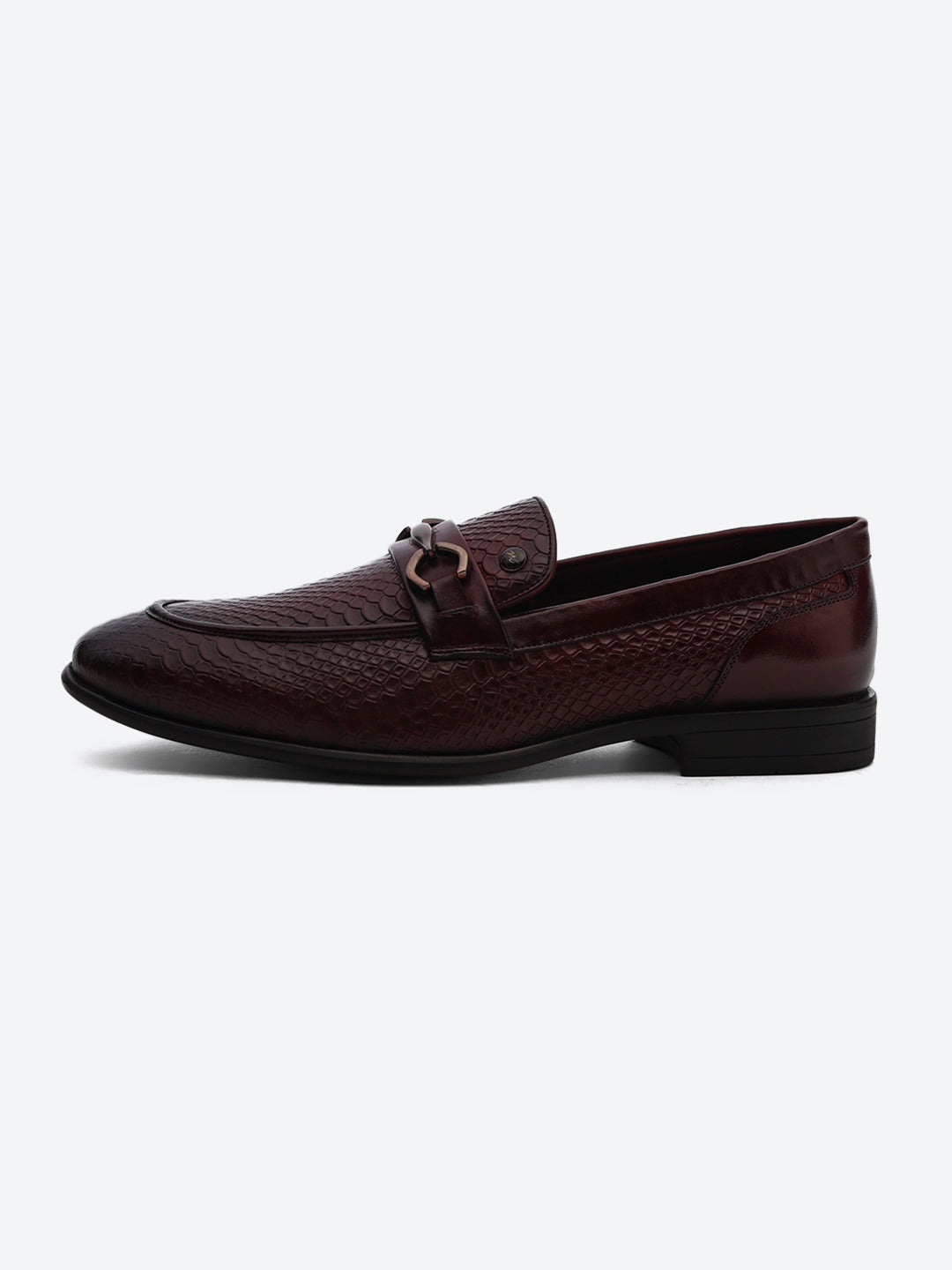 Men Cherry Slip on Leather Penny Loafers