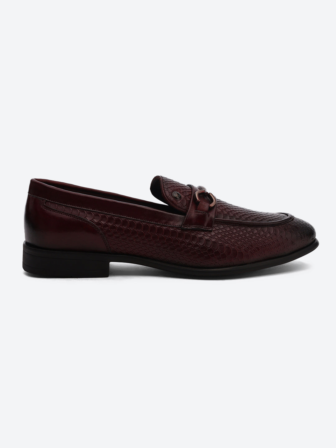 Men Cherry Slip on Leather Penny Loafers