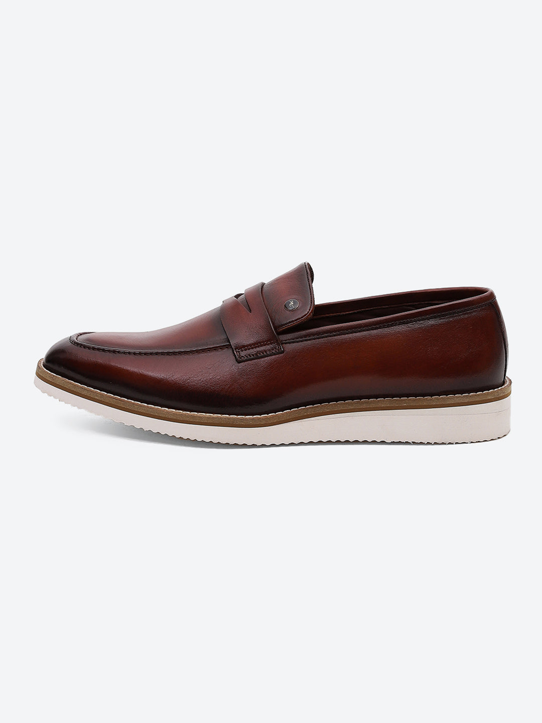 Men Tan Slip on Leather Penny Loafers - Stylish Fashion Shoes