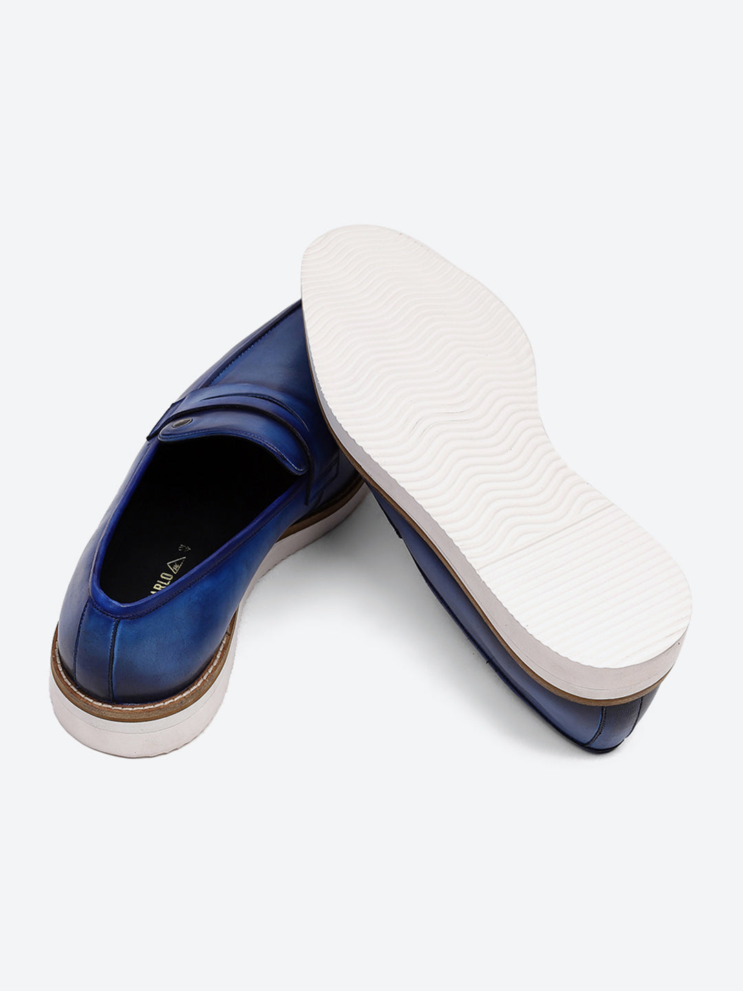 Men Navy Blue Slip on Leather Penny Loafers - Stylish Fashion Shoes