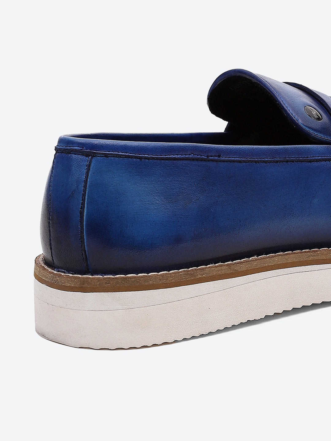 Men Navy Blue Slip on Leather Penny Loafers - Stylish Fashion Shoes