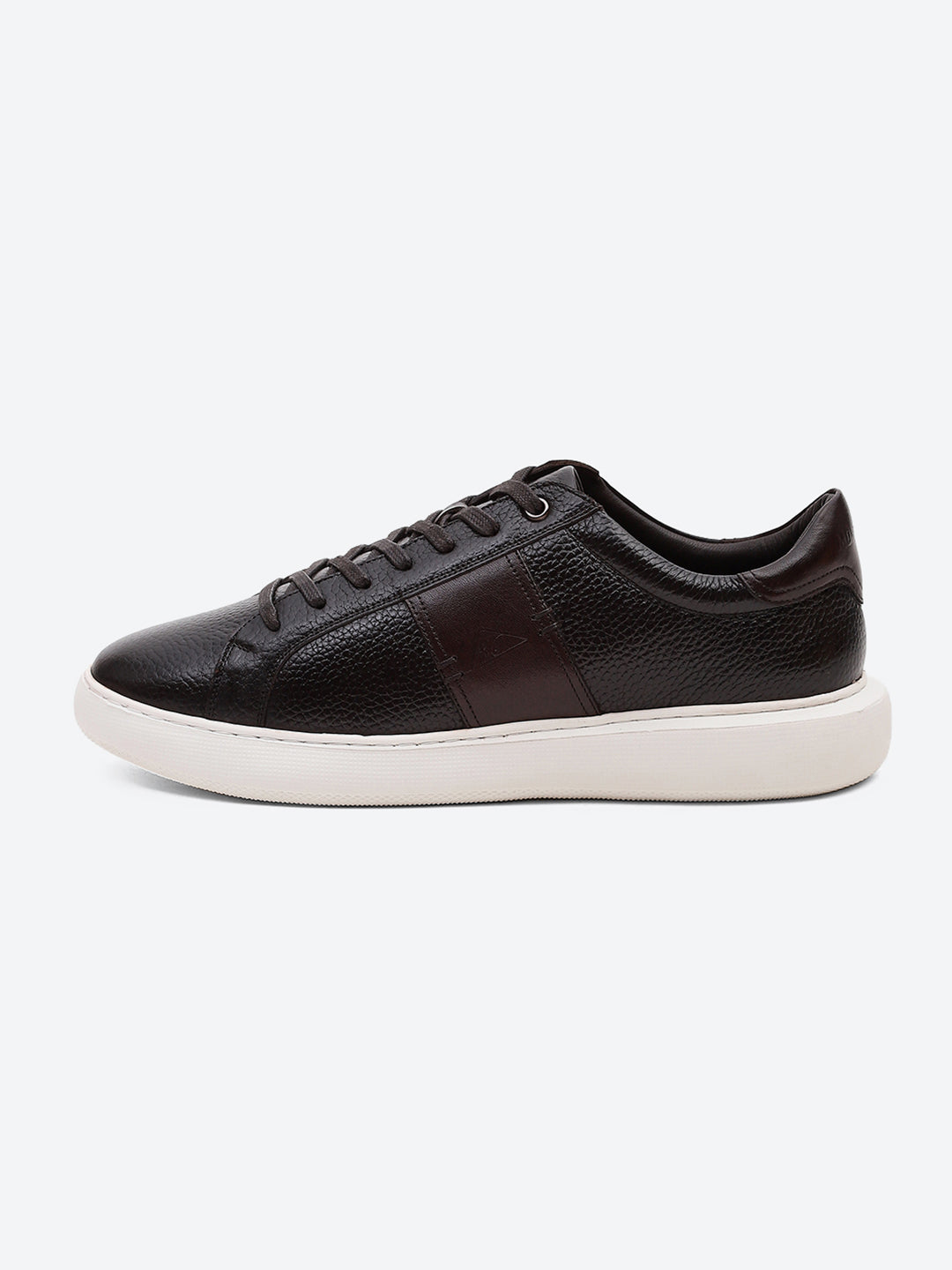 Men Brown Lace Up Leather Sneakers - Stylish & Comfortable