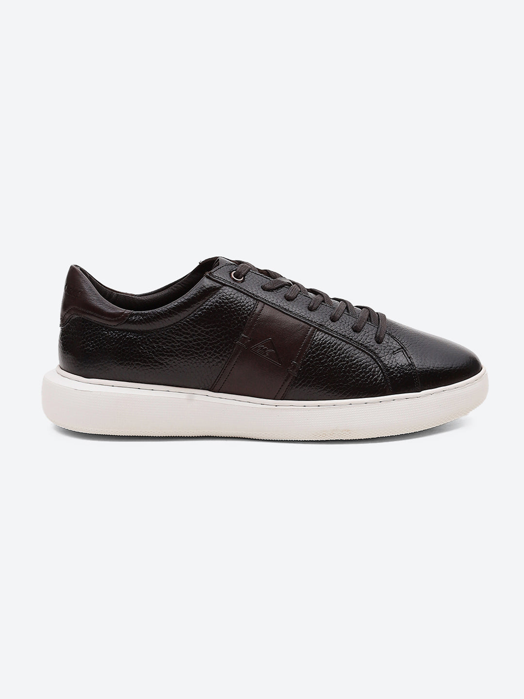 Men Brown Lace Up Leather Sneakers - Stylish & Comfortable