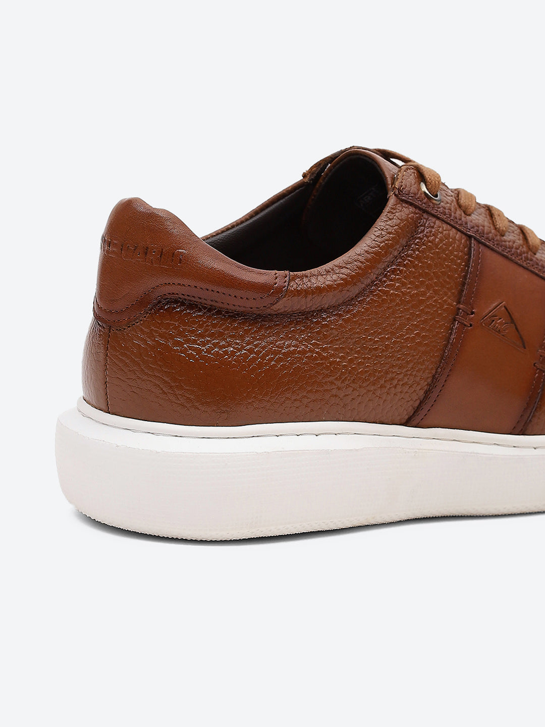 Men Tan Lace Up Leather Sneakers - Stylish & Comfortable