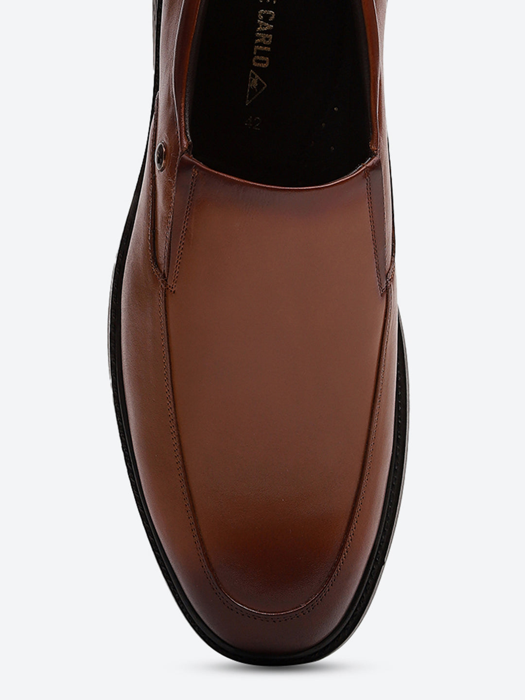 Men Tan Leather Slip on Shoes
