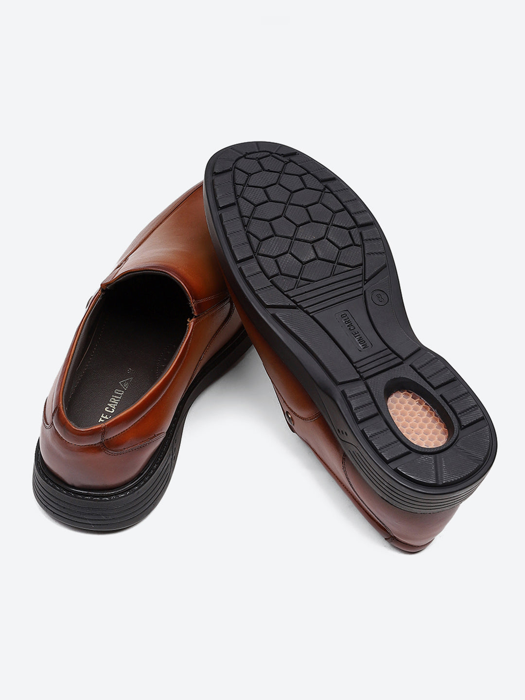Men Tan Leather Slip on Shoes