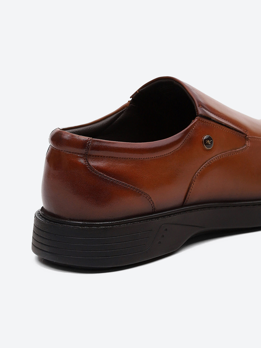 Men Tan Leather Slip on Shoes