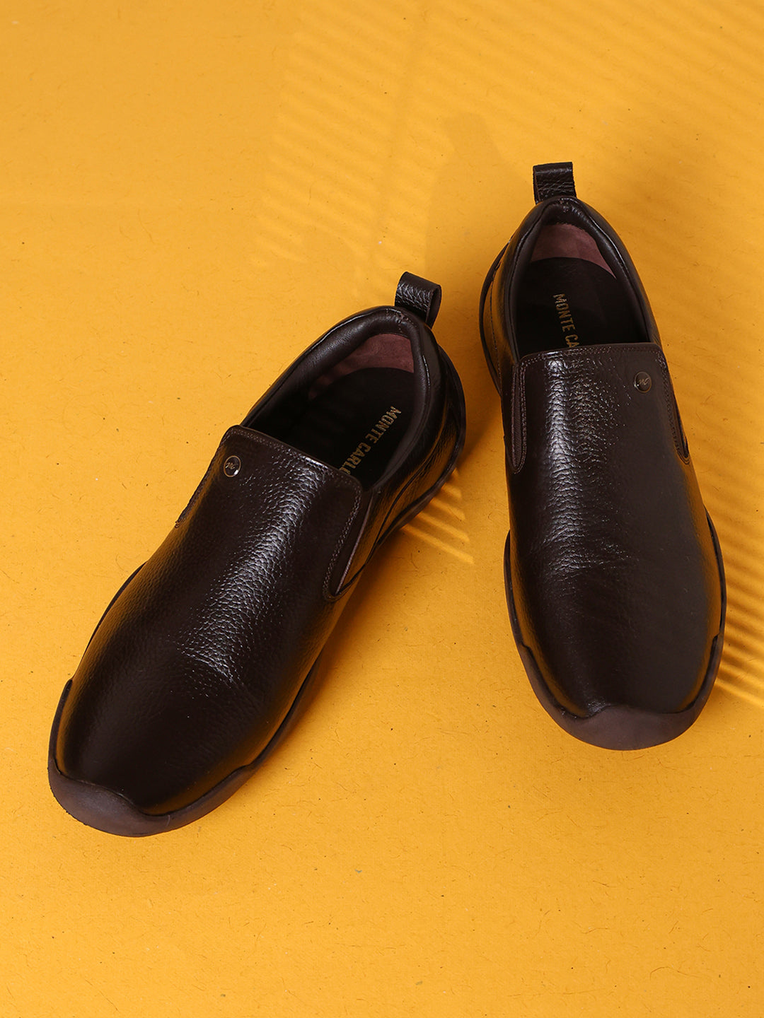 Men Brown Slip on Genuine Leather Shoes