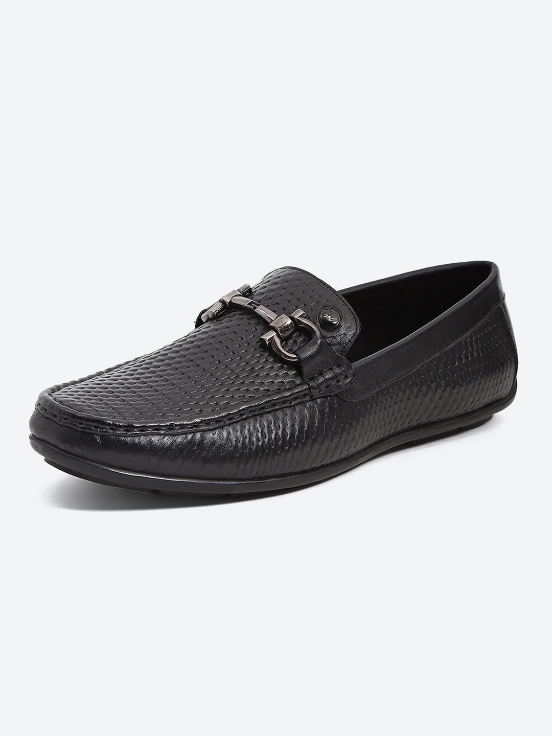 Men Black Slip on Leather Loafers