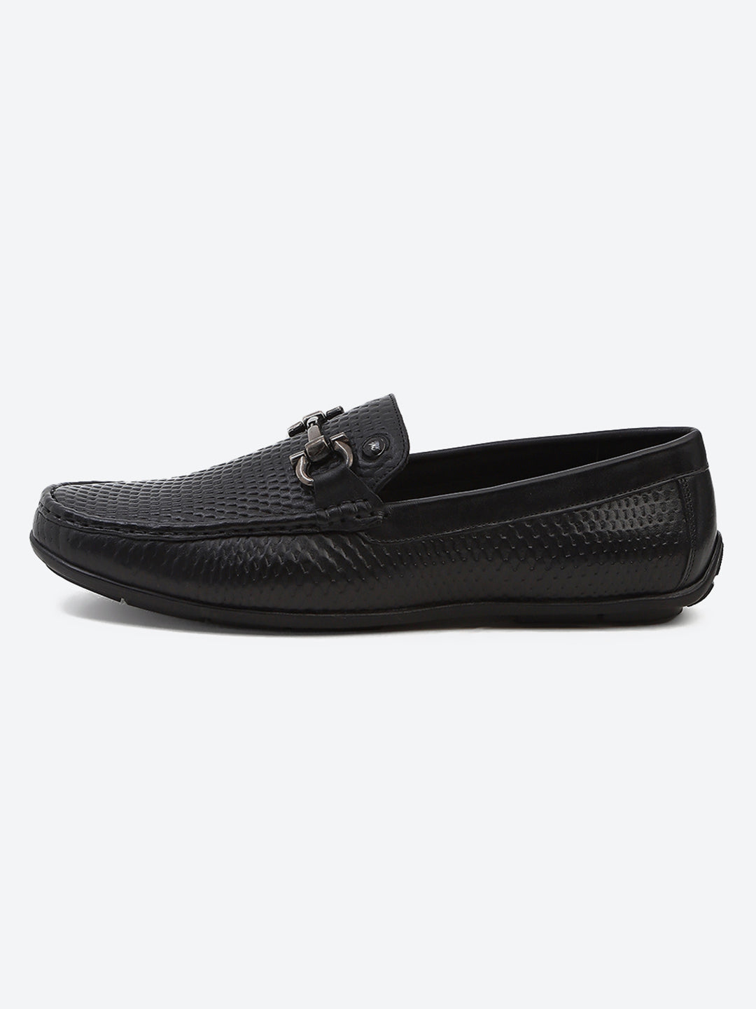 Men Black Slip on Leather Loafers