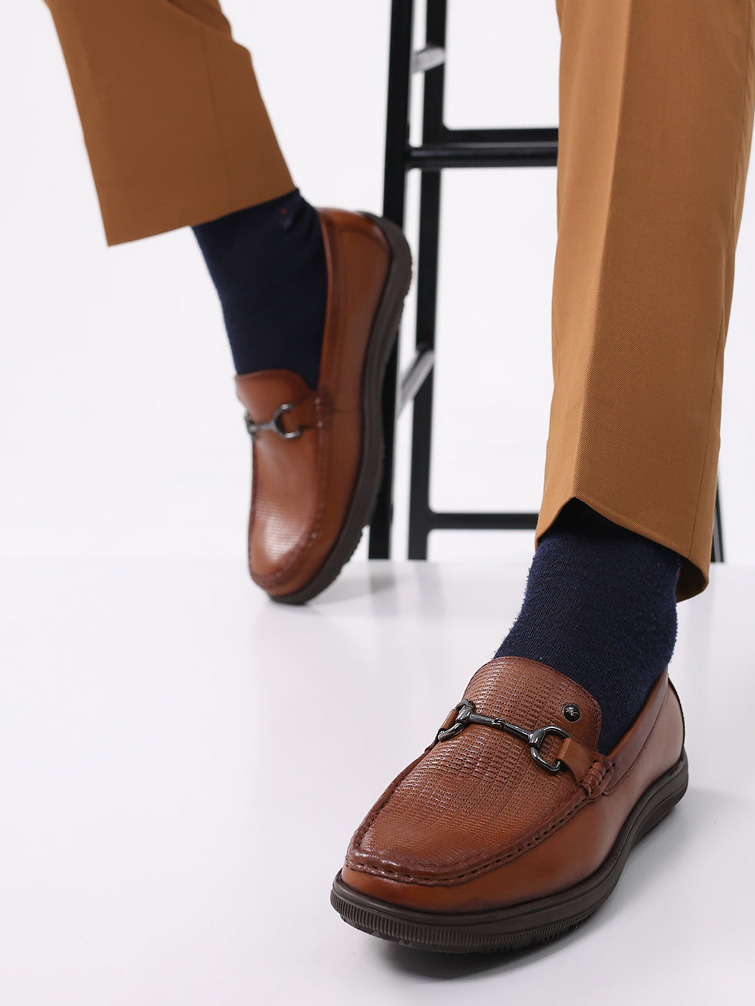 Men Tan Comfortable Slip on Leather Loafers