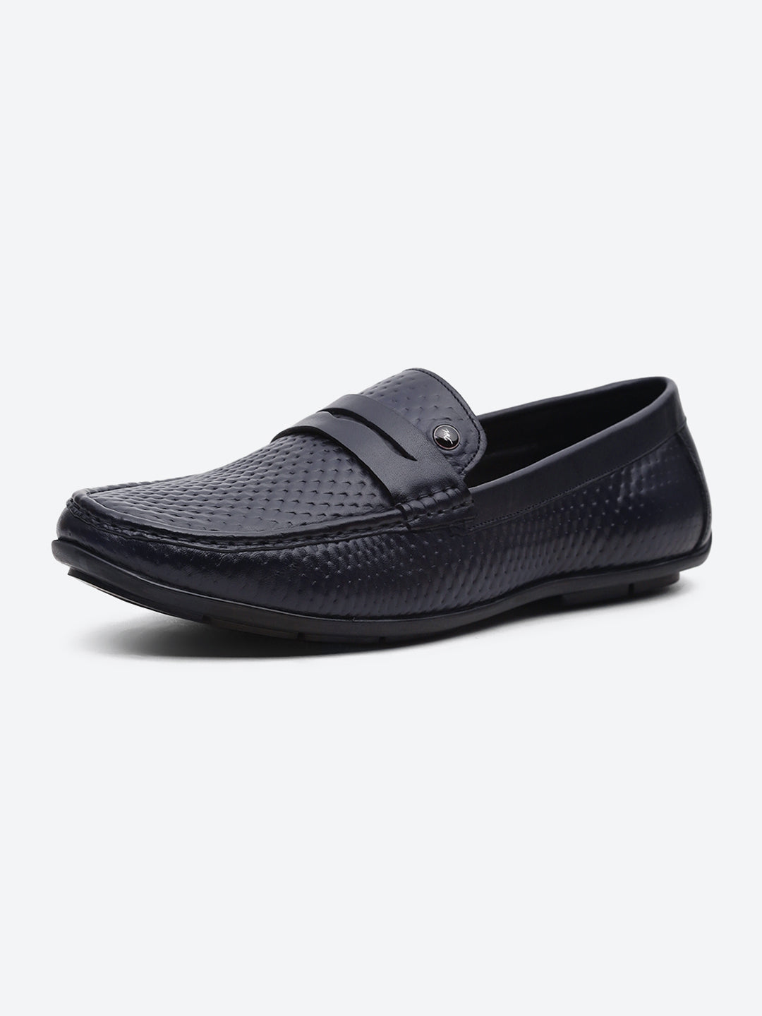 Men Navy Blue Comfortable Slip on Leather Loafers