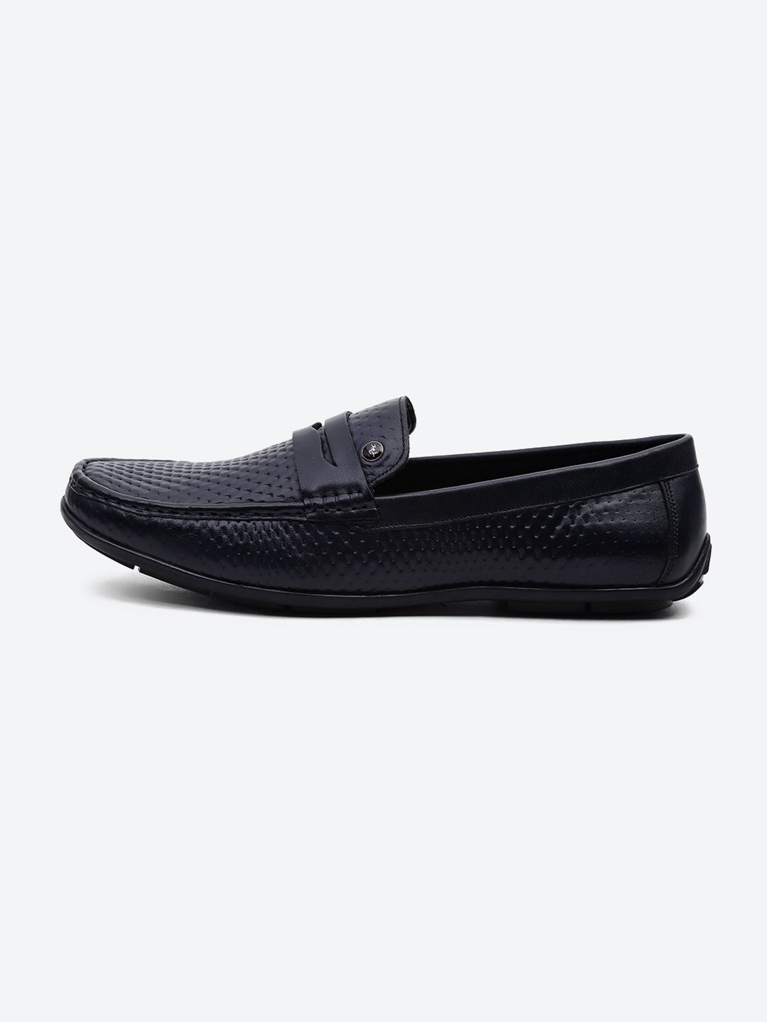 Men Navy Blue Comfortable Slip on Leather Loafers