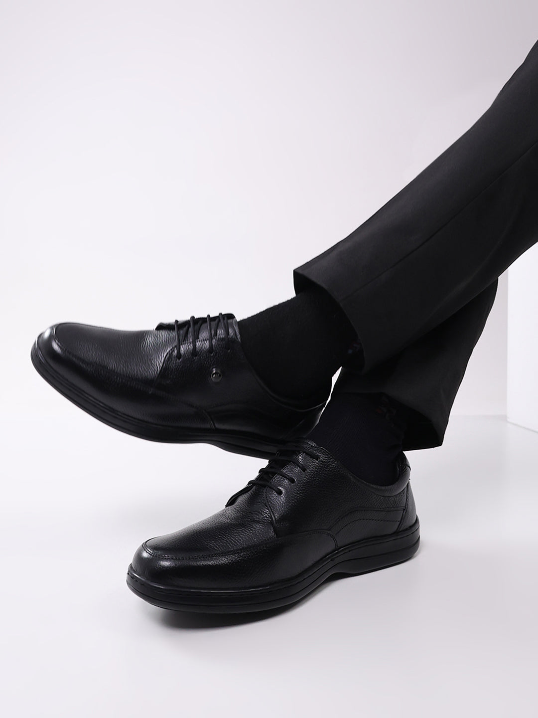 Men Black Lace Up Genuine Leather Formal Shoes