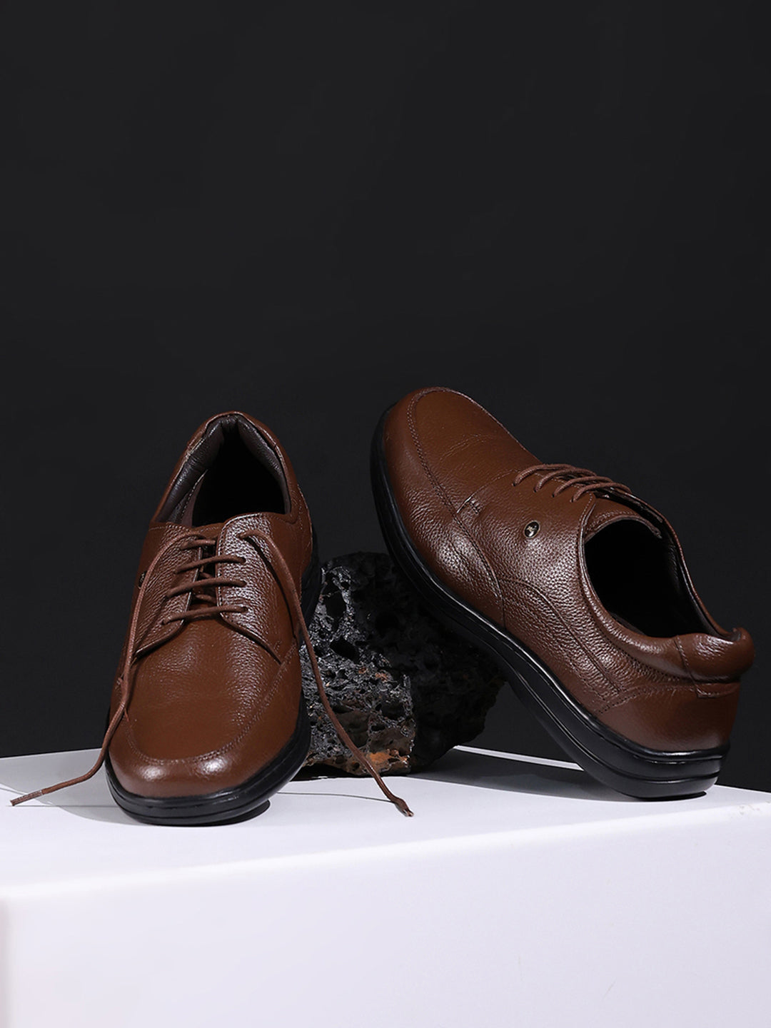 Buy Men Brown Lace Up Genuine Leather Formal Shoes Online in India