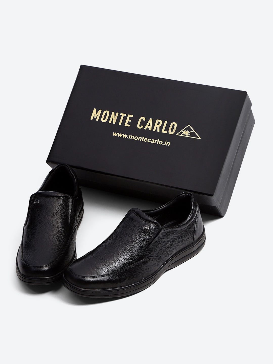 Monte Carlo Black Comfort Slip on Formal Shoes for Men