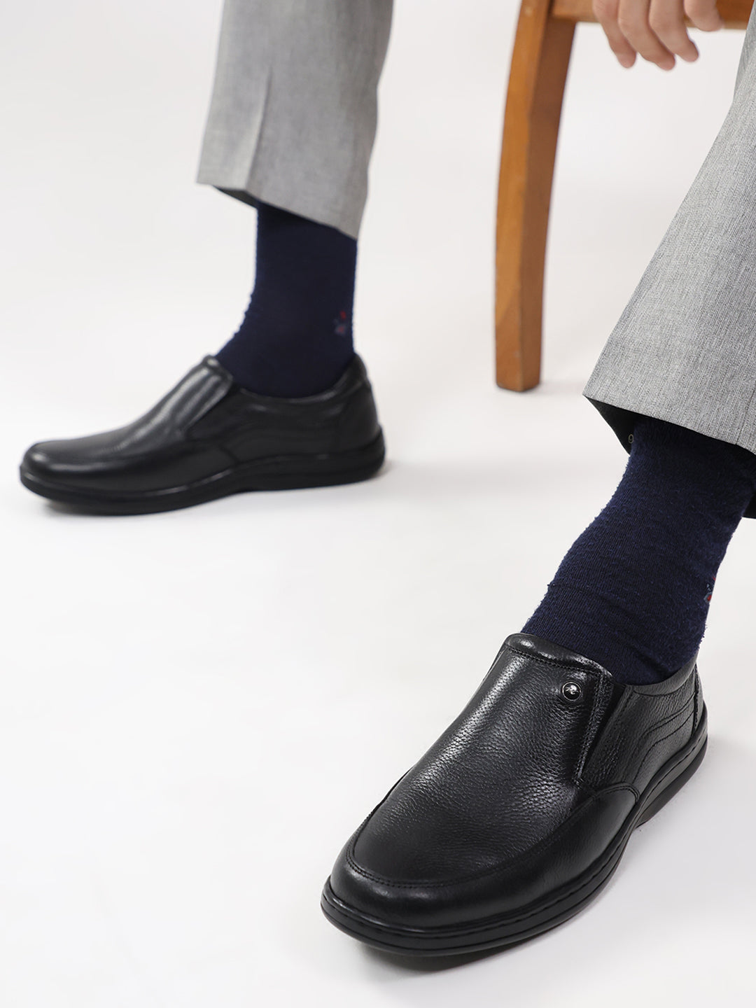 Monte Carlo Black Comfort Slip on Formal Shoes for Men