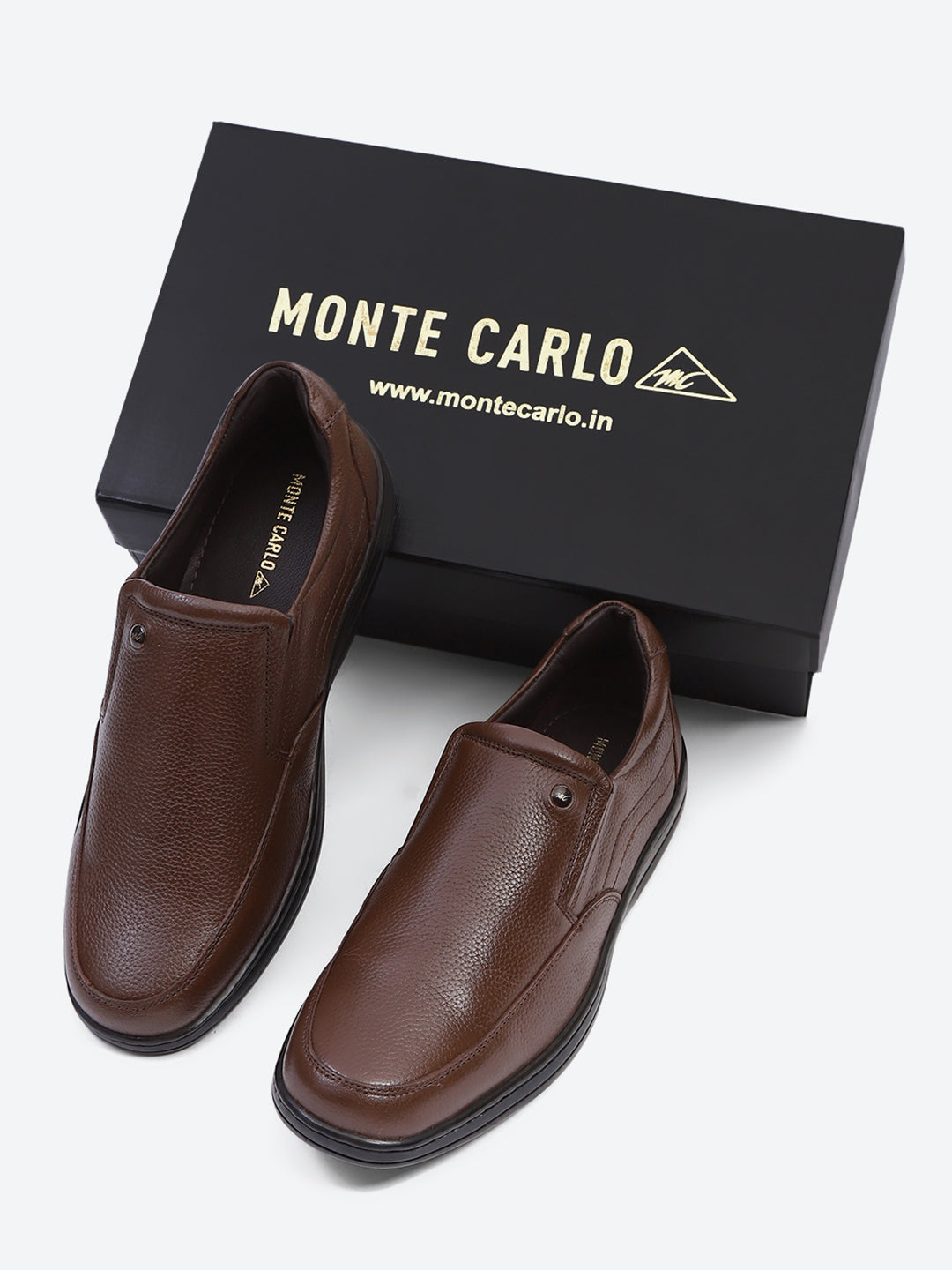 Monte Carlo Brown Comfort Slip on Formal Shoes for Men