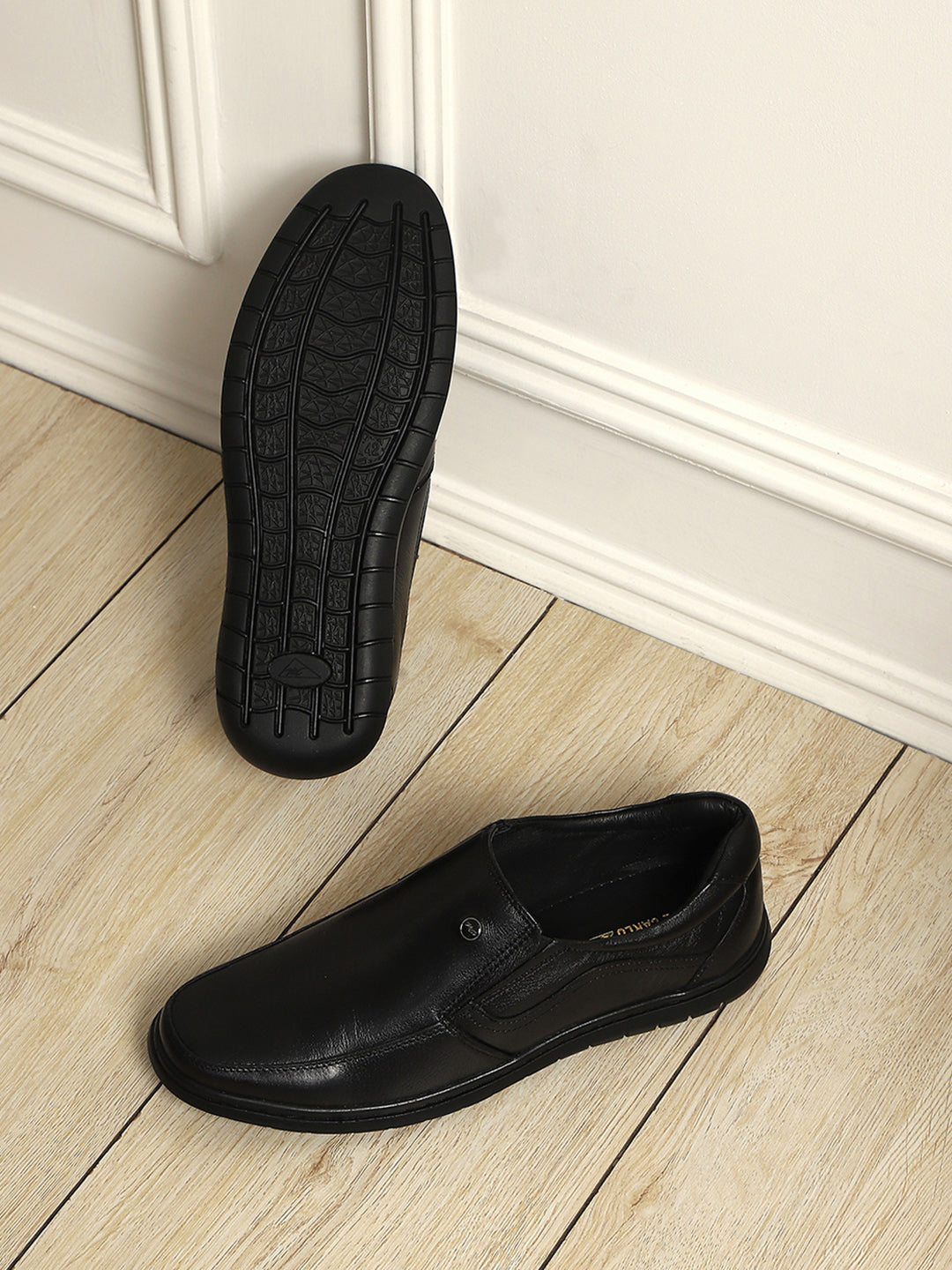 Monte Carlo Black Comfortable Slip on Formal Shoes for Men