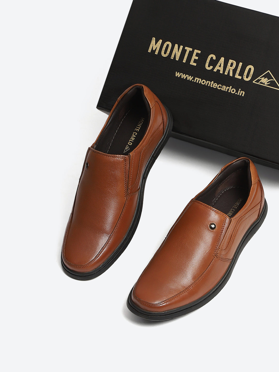 Monte Carlo Tan Comfortable Slip on Formal Shoes for Men