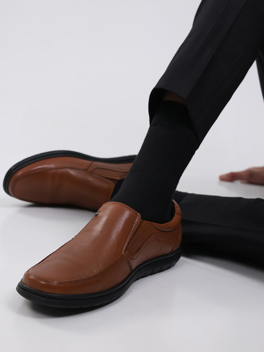 Monte Carlo Tan Comfortable Slip on Formal Shoes for Men